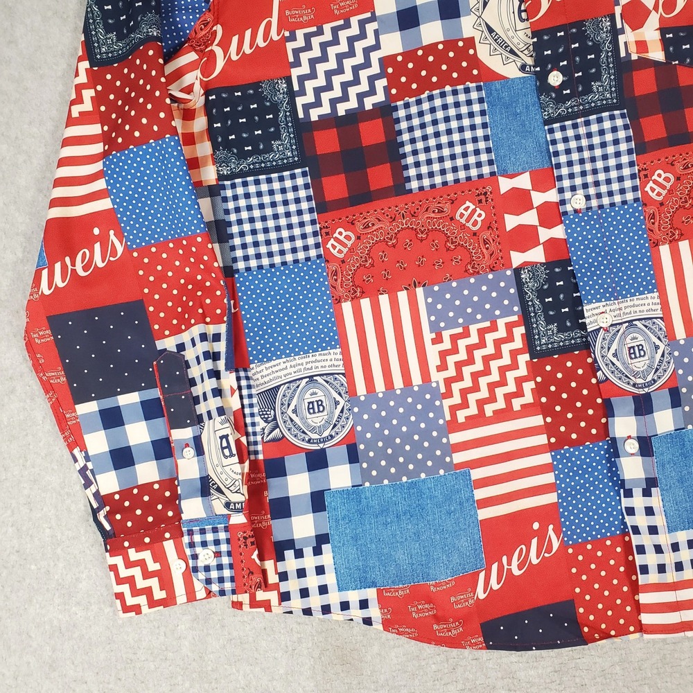 RSVLTS Budweiser Bud-dana KUNUFLEX Shirt Mens 2XL Long Sleeve Button Down Red - Picture 4 of 13